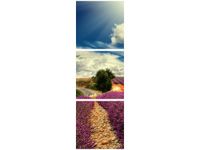 90X30CM LAWENDOWY KRAJOBRAZ TRÓJ OBRAZ DRUK