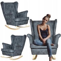 SZARY bujany fotel uszak eko skóra Ari styl skandynawski