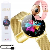 Smartwatch Zegarek Damski Złoty Manta Alexa LUX GOLD 2 Paski menu PL