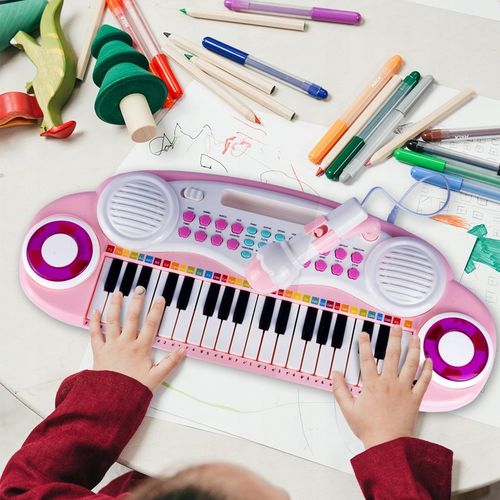 ORGANY ORGANKI KRZESEŁKO PIANINKO MP3 Z MIKROFONEM KEYBOARD USB DLA DZIECI na Arena.pl