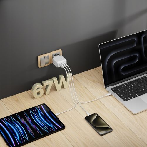 SZYBKA ŁADOWARKA USB C UNIWERSALNA 3x USB 67W 65W TYP C + KABEL USB C 100W na Arena.pl