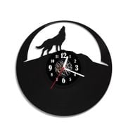 Zegar ścienny z płyty winylowej Wilk na tle księżyca 22.1