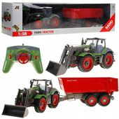 DUŻY TRAKTOR ZDALNIE STEROWANY Z PRZYCZEPĄ Z KOPARKĄ CIAGNIK NA PILOT RC