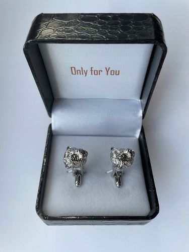 Spinki do mankietów EXC Miś Niedźwiadek Gryzli Głowa Misia w białym Etui na Arena.pl