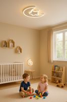 Lampa Led Sufitowa Plafon Dziecięcego Ściemniana Lumela+Pilot Księżyc Biała