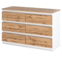 Komoda 6 Szuflad Skandynawska Hugo Nowoczesna Szafka Rtv Biały Dąb Wotan