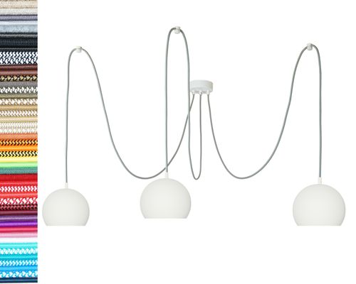 LAMPA kula biała z białymi hamulcami pająk 3 wisząca + GU10 na Arena.pl