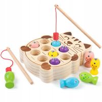 DREWNIANA GRA ŁOWIENIE RYBEK WĘDKA MONTESSORI