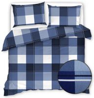 Pościel Satynowa 200X220 Niebieska Krata 20558