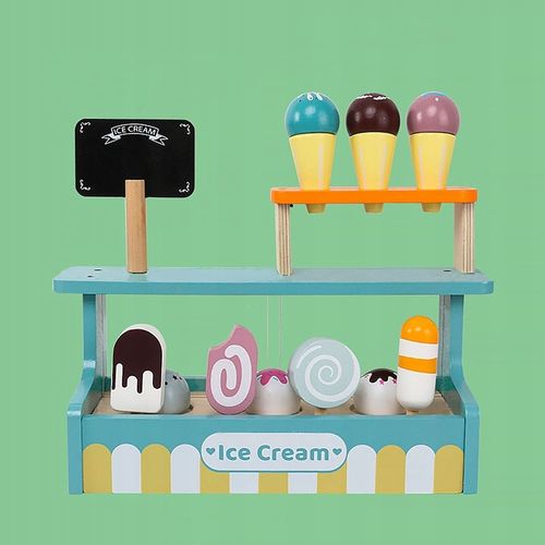 LODZIARNIA DLA DZIECI WITRYNA Z LODAMI STOISKO DREWNIANY SKLEPIK DLA DZIECI na Arena.pl