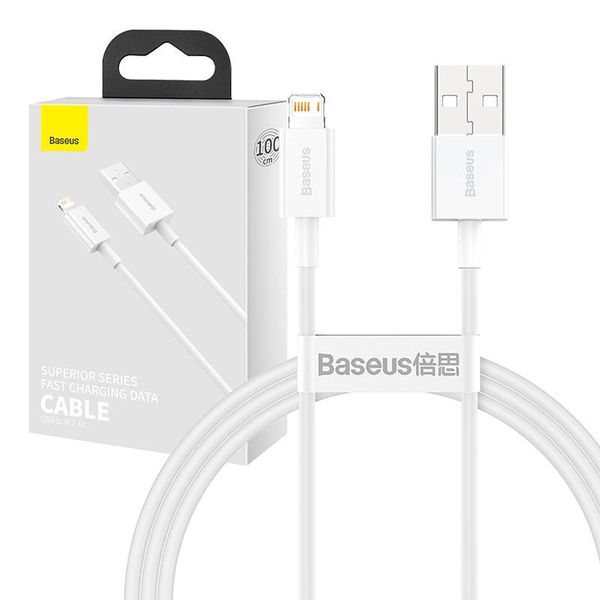 Kabel USB do Lightning Baseus Superior Series, 2.4A, 1m (biały) zdjęcie 1