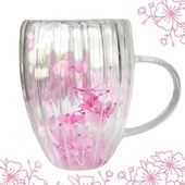 szklanka termiczna ryflowana z kwiatami w środku, gipsówka róż 300 ml 1szt