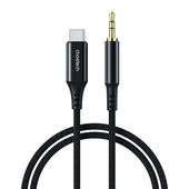 kabel przewód audio aux usb-c - mini jack 3.5mm 1m - czarny