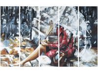 70CM 150CM OBRAZ 5 ELEM DESZCZOWA DZIEWCZYNA ŚCIENNY