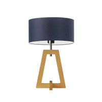 Lampka CLIO abażur granatowy stelaż dębowy