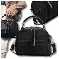 Torebka na ramię listonoszka damska kuferek retro skórzana czarna skóra eko