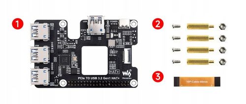 Rozszerzenie PCIe USB 3.2 dla Raspberry Pi 5, HUB PCIe na 4 x USB na Arena.pl