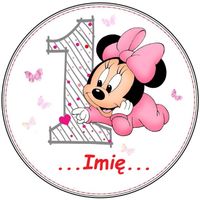 Opłatek na tort Roczek Urodziny Myszka Minie Miki Chrzest Św.