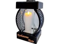 TATA TACIE ZNICZ LAMPION KOŁO RTN GŁADKI CZARNY+ŚWIECA LED