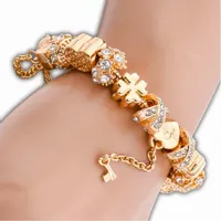 Bransoletka CELEBRYTKA Serce Kryształ serduszko gold Modułowa charms złota