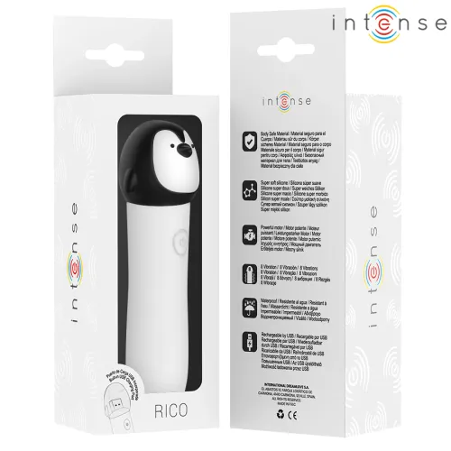 intense rico - kompaktowy wibrujący model pingwin usb, 8 trybow, biały na Arena.pl