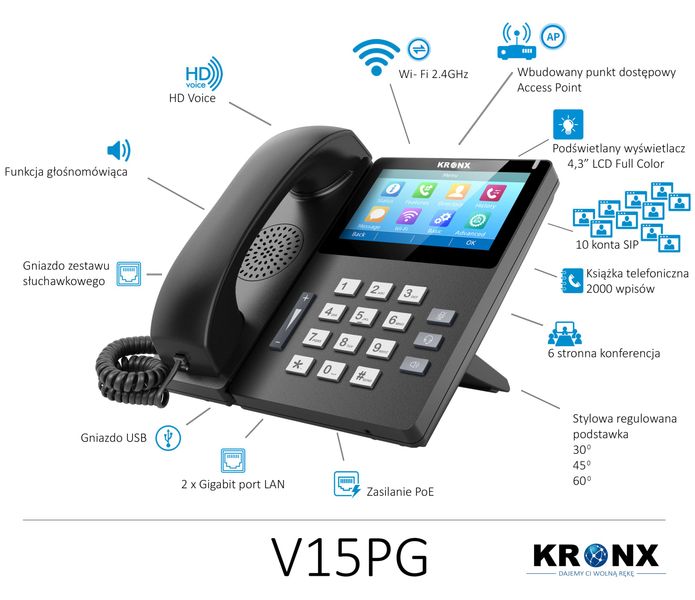Telefon Voip Kronx V15PG zdjęcie 1