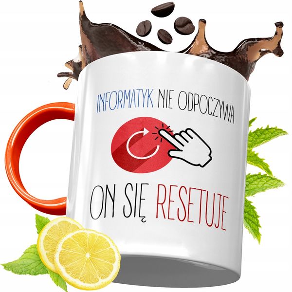 Kubek Pomarańczowy Dla Informatyka Programisty Z Nadrukiem Ze Zdjęciem zdjęcie 1