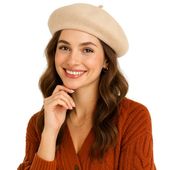 BERET FRANCUSKI DAMSKI ÉTOILE DU MATIN Jasno beżowy