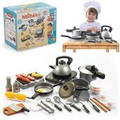 SREBRNY Zestaw Kuchenny Do Gotowania, Garnek, Czajnik, Patelnia, Akcesoria