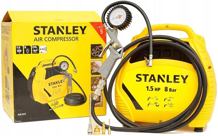 STANLEY KOMPRESOR BEZOLEJOWY SPRĘŻARKA + ZESTAW zdjęcie 3