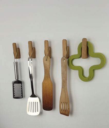 Drewniany Wieszak na Ubrania Ścienny Dębowy Haczyk Łazienkowy Przedpokoju na Arena.pl