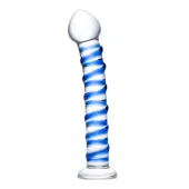 glas blue spiral - szklana forma intymna, spiralna faktura, 19 cm