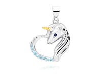 Rodowany srebrny wisior wisiorek jednorożec unicorn cyrkonia cyrkonie srebro 925 Z1728CGR_AQBL