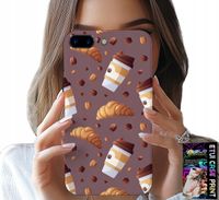 ETUI DO IPHONE ( 7 PLUS ) - CASE Z KAWĄ ROGALIKAMI I ZIARNAMI W TLE