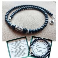 NASZYJNIK MęskI Twój Amulet Ochronny czarny TURMALIN runa ALGIZ OCHRONA 316