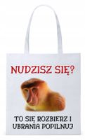 Nosacz Janusz Polak Torba Eco Biała Shopper Z Nadrukiem Ze Zdjęciem