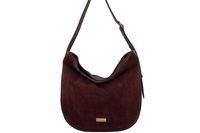 Duża torebka zamszowa na ramię - Bordowa