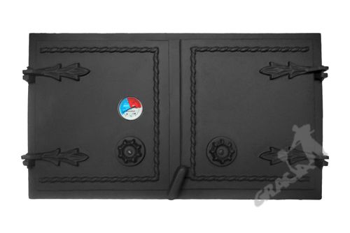 DRZWI B08 - 37X65 CM + TERMOMETR 0-250°C ŻELIWNE DO WĘDZARNI CHLEBOWE na Arena.pl