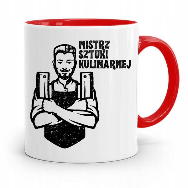 Kubek Czerwony Dla Mistrza Sztuki Kulinarnej Z Nadrukiem Ze Zdjęciem zdjęcie 1