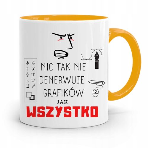 Kubek Żółty Dla Grafika Nic Tak Nie Denerwuje Z Nadrukiem Ze Zdjęciem na Arena.pl