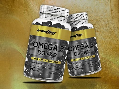IRONFLEX OMEGA 3 D3+K2+ VIT E 90 kaps ZDROWE SERCE KOŚCI ZĘBY KWASY EPA DHA na Arena.pl