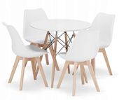Zestaw stół okrągły TODI 80cm biały + 4 krzesła MARK białe