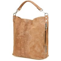 Taupe torebka skórzana zamszowa damska shopper W10