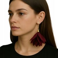 Kolczyki długie jedwabne kwiaty Blossom BURGUND