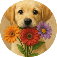 Opłatek na tort Pies Piesek Psy Kwiaty Róże