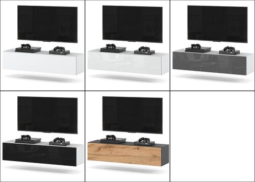 Szafka Rtv Wisząca Do Sypialni Pod Telewizor Pojemna Salon 140cm Biała Mat na Arena.pl