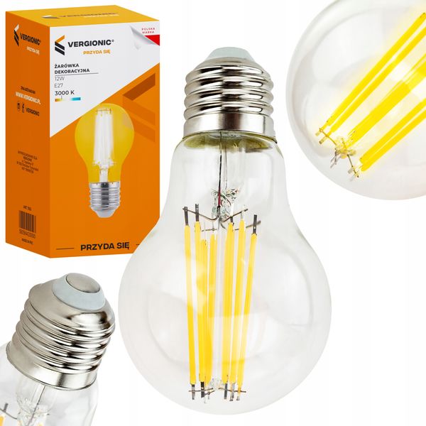 Żarówka dekoracyjna LED E27 12W 3000K transparentna VERGIONIC zdjęcie 1