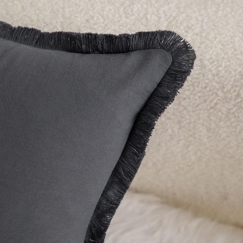 Zestaw 4 Szarych Poszewek Bawełnianych z Frędzlami Boho 65x65 cm na Sofę na Arena.pl