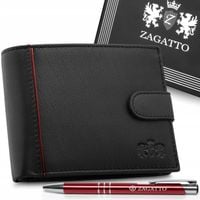 Portfel męski skórzany czarny poziomy skóra naturalna ochrona RFID