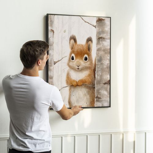 Plakat dla dziecka wiewiórka 21x30 cm w czarnej ramie na Arena.pl